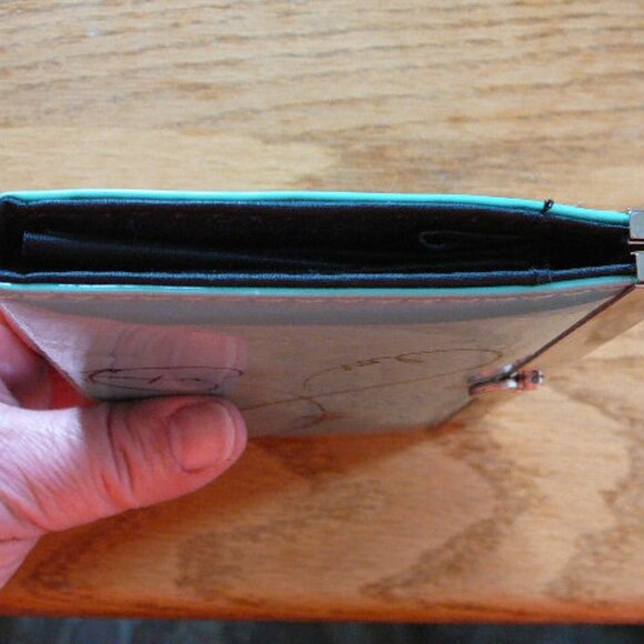 Love Life Black Script Turquoise & Silver Metal Trim Wallet Clip Closure - Picture 6 of 10